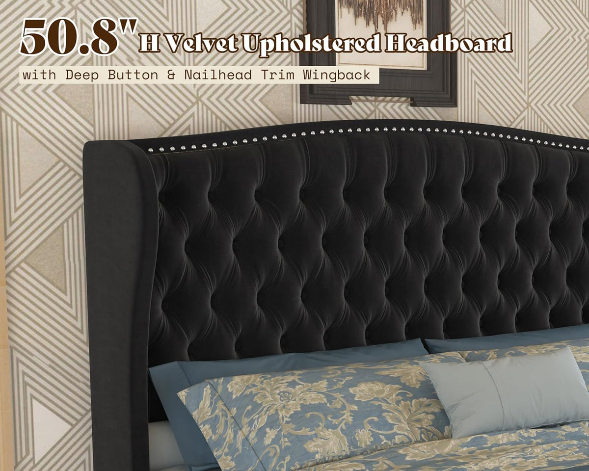 Astoria 51"H Adjustable Bed Frame Amerlife Queen / Black