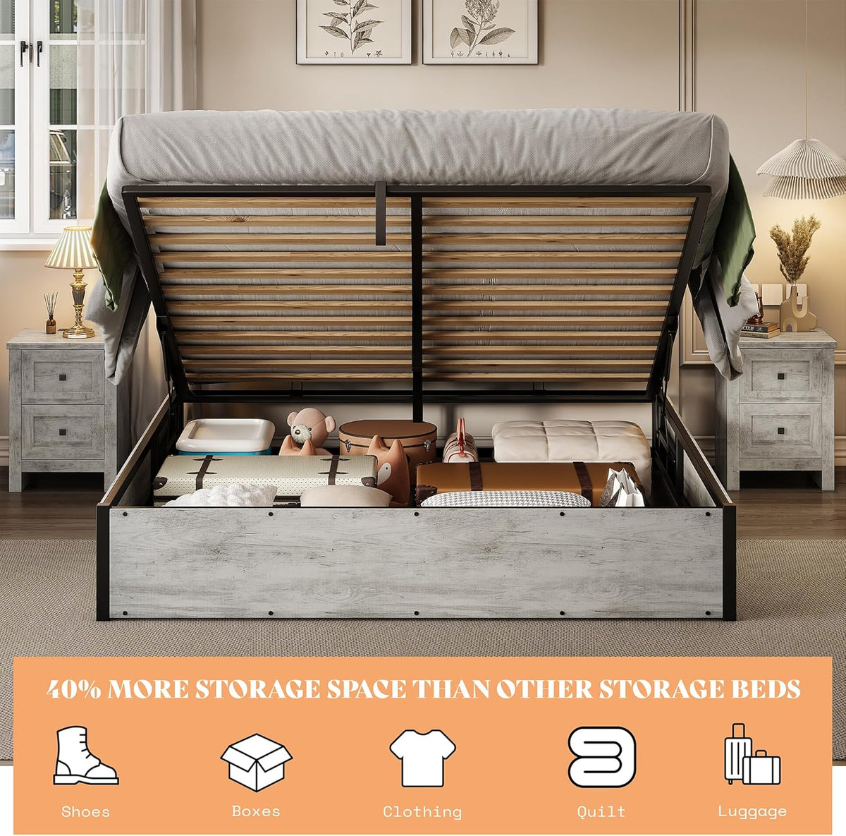 Cody King Lift Storage Bed Amerlife