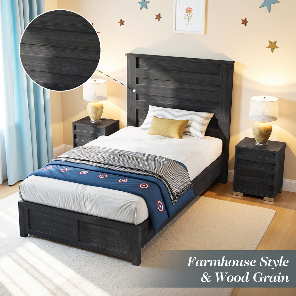 Sequoia Twin Farmhouse Bed Frame Amerlife Black