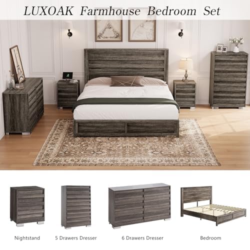 Sequoia 2-Piece Farmhouse Bedroom Set Queen Rustic Gray
