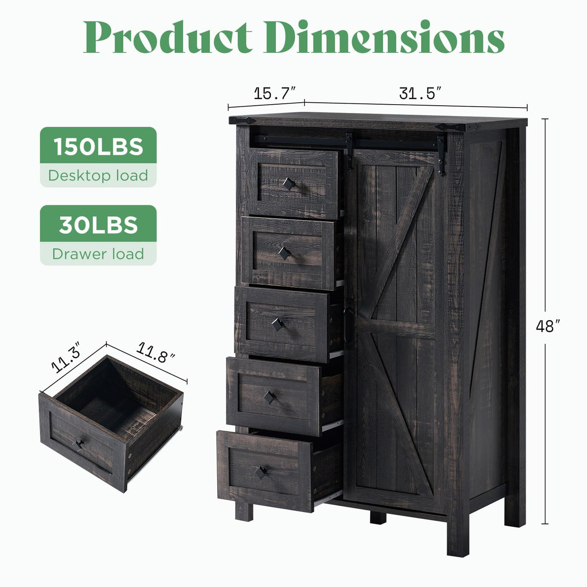 Alderman Farmhouse Storage Bedroom Set Amerlife Black Oak