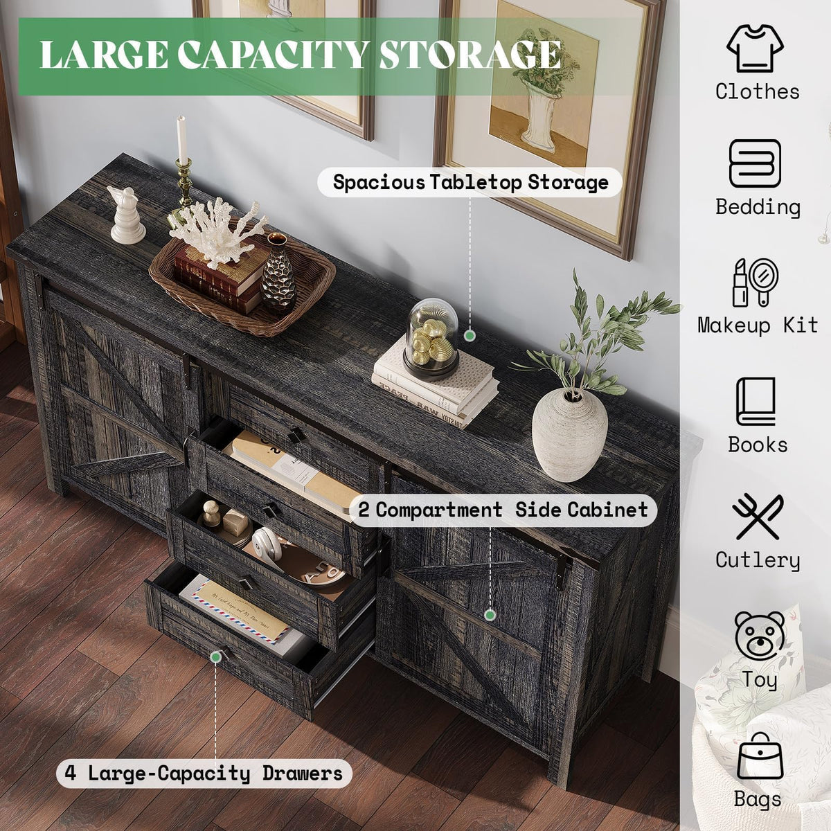 Alderman Farmhouse Storage Bedroom Set Amerlife Black Oak