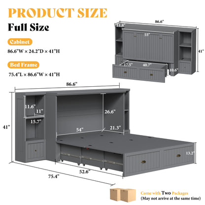 Slat Farmhouse Murphy Bed Amerlife Full / Gray