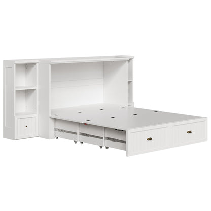 Slat Farmhouse Murphy Bed Amerlife Queen / White