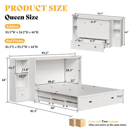 Slat Farmhouse Murphy Bed Amerlife Queen / White