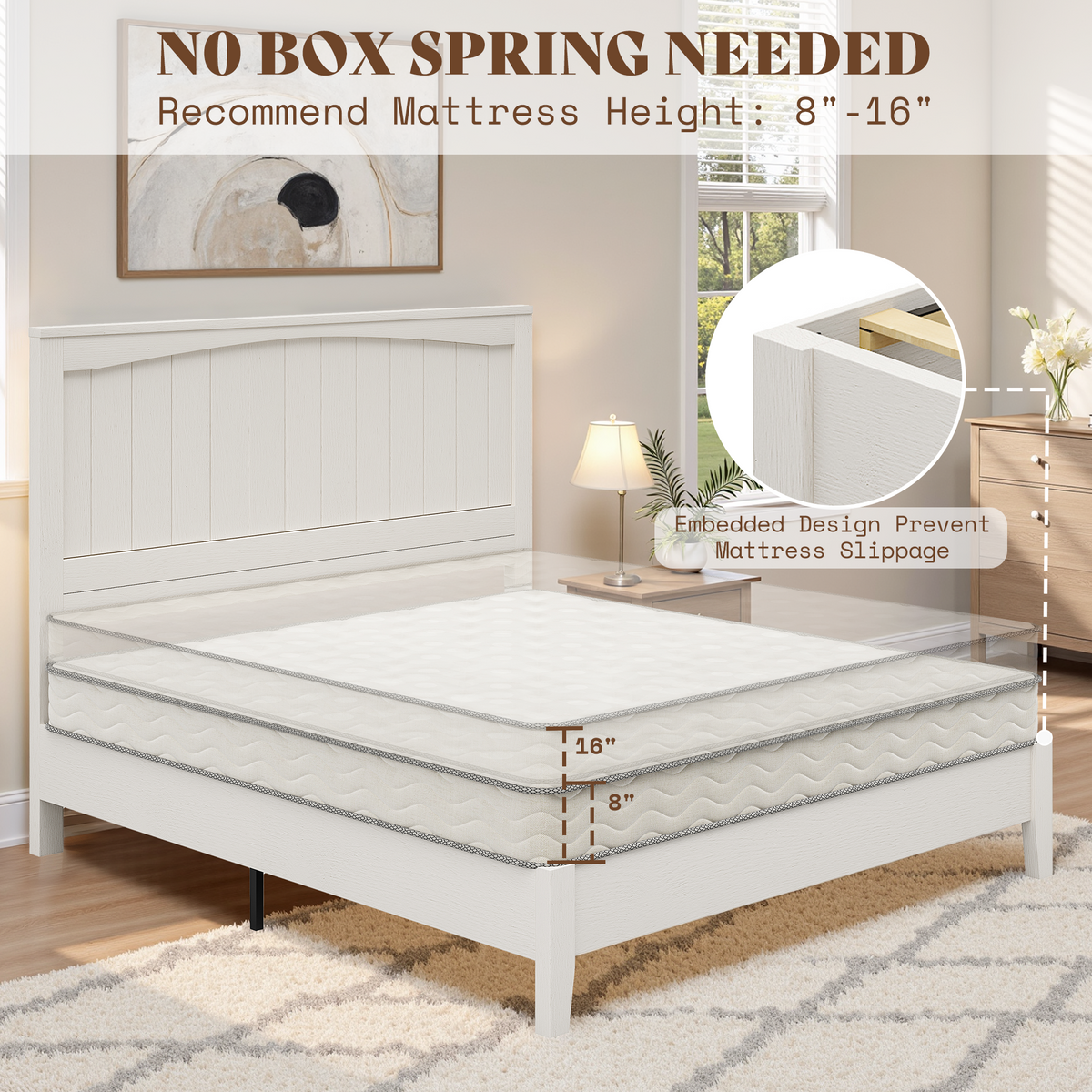 Sanderson Solid Wood Bed Frame -FULL / WHITE
