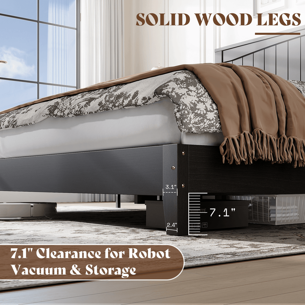 Sanderson Solid Wood Bed Frame -KING / BLACK
