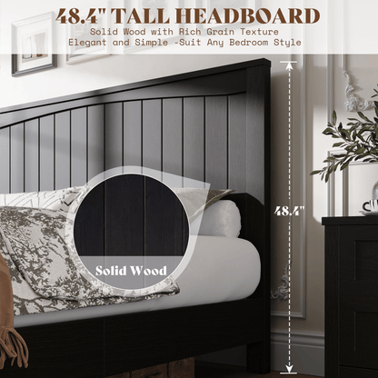 Sanderson Solid Wood Bed Frame -QUEEN / BLACK