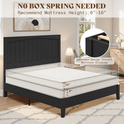 Sanderson Solid Wood Bed Frame -QUEEN / BLACK