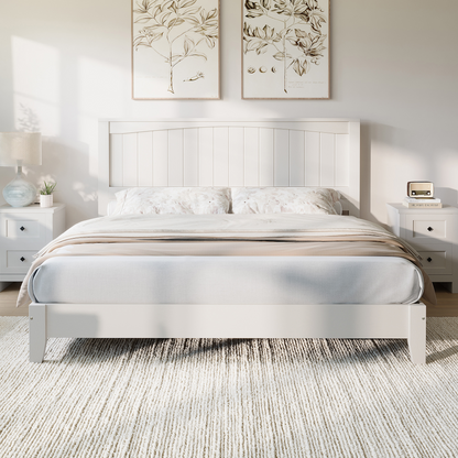 Sanderson Solid Wood Bed Frame -QUEEN / WHITE