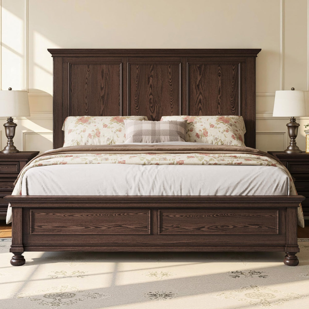 Bobbin Solid Wood Platform Bed Amerlife Brown / Queen