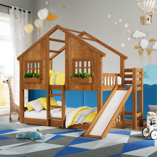 Cabin Bed Frame - Natural Wood