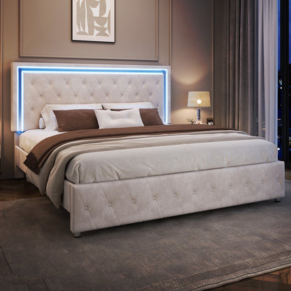 Hues LED Bed Frame-F-CREAM