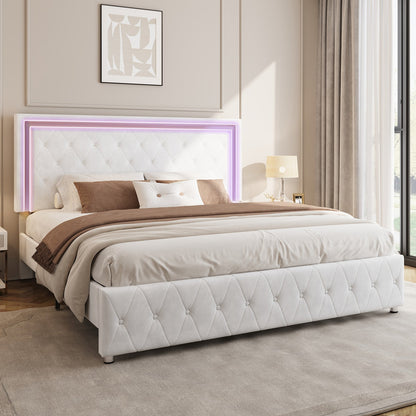 Hues LED Bed Frame-F-WHITE