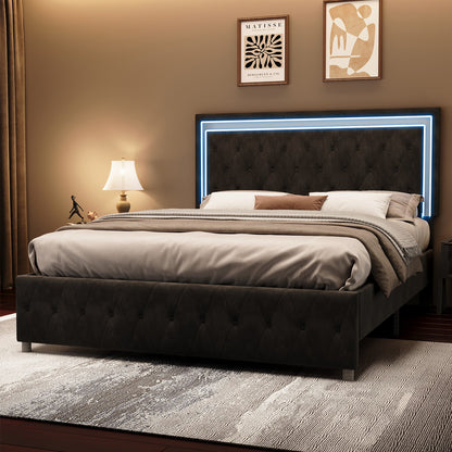 Hues LED Bed Frame-Q-BLACK