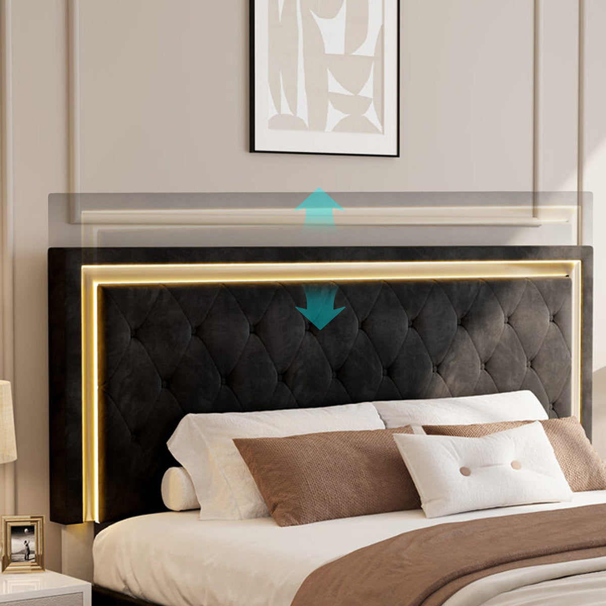 Hues LED Bed Frame-Q-BLACK