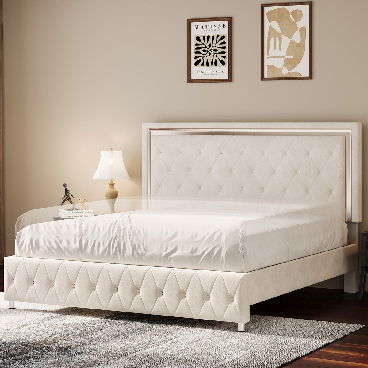 Hues LED Bed Frame-Q-CREAM