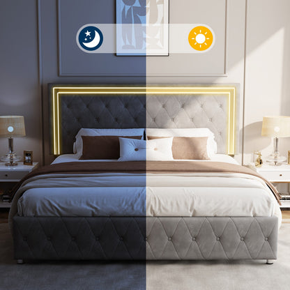 Hues LED Bed Frame-Q-GREY