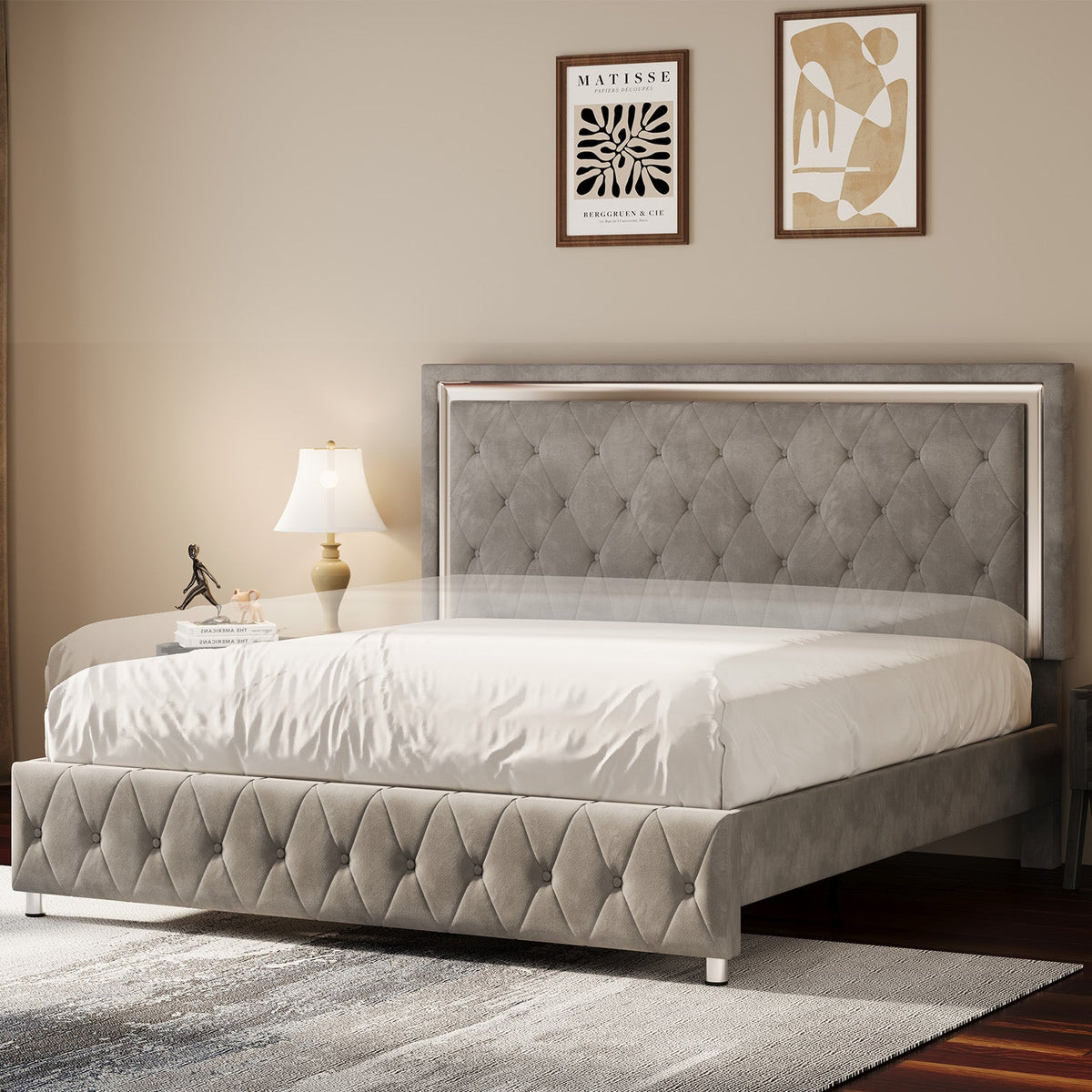 Hues LED Bed Frame-Q-GREY