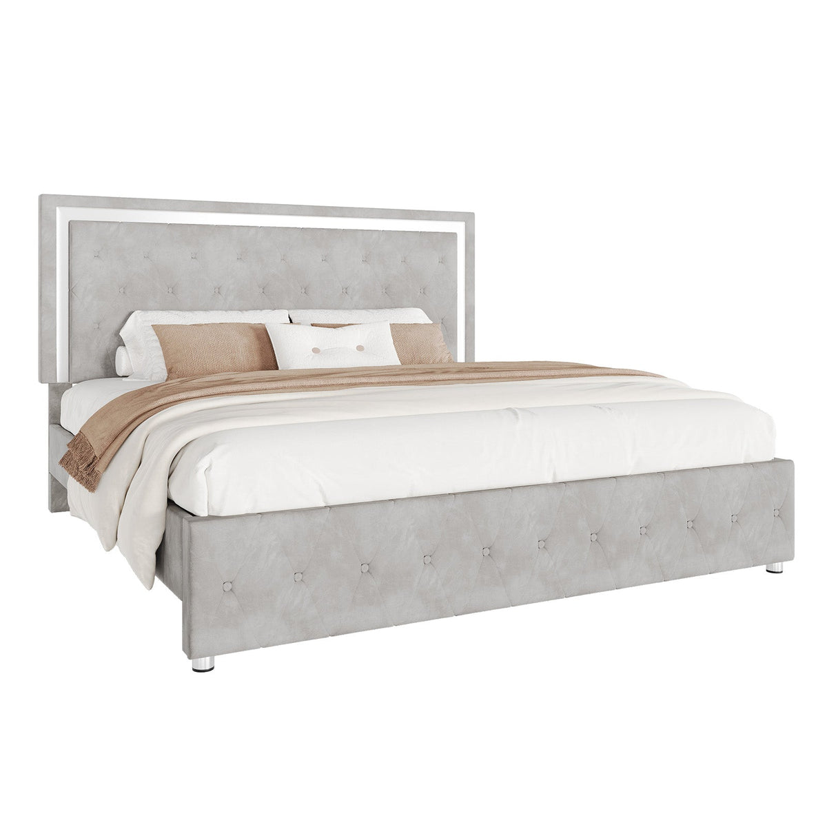 Hues LED Bed Frame-Q-GREY