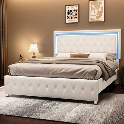 Hues LED Bed Frame-Q-WHITE