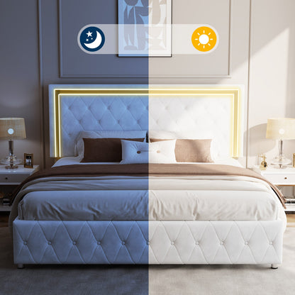 Hues LED Bed Frame-Q-WHITE