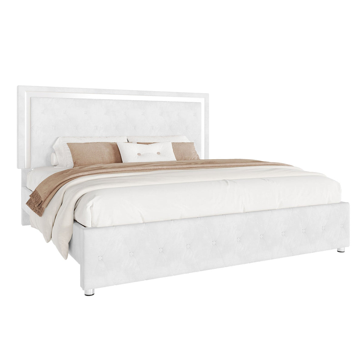 Hues LED Bed Frame-Q-WHITE