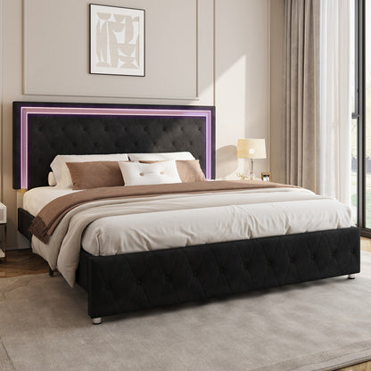 Hues LED Bed Frame-T-BLACK
