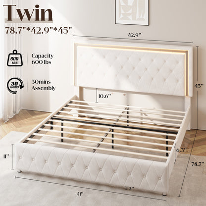 Hues LED Bed Frame-T-CREAM