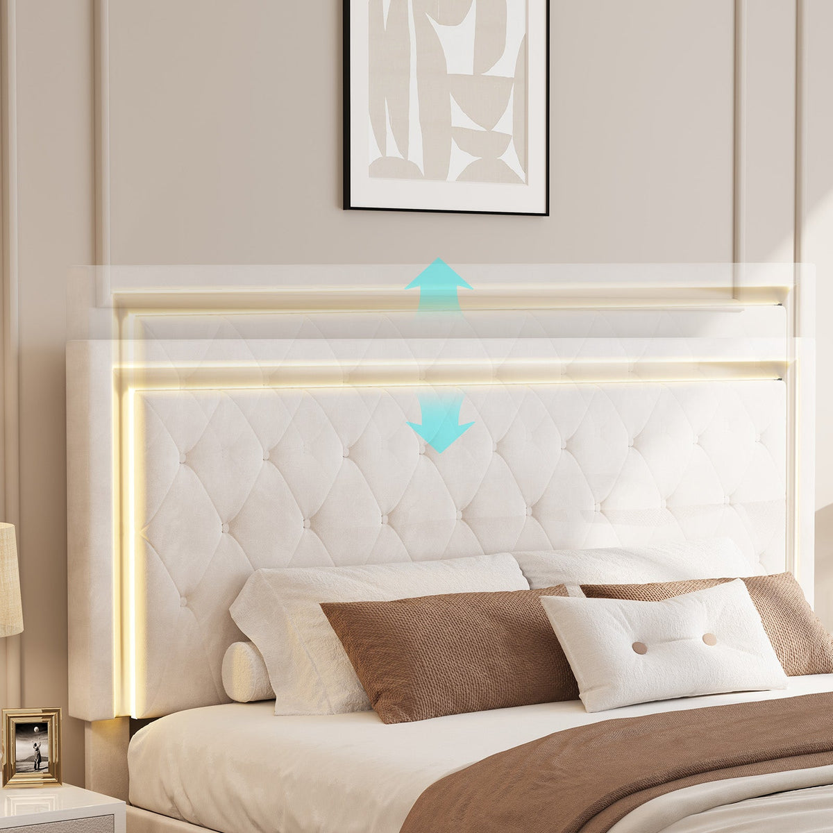 Hues LED Bed Frame-T-CREAM