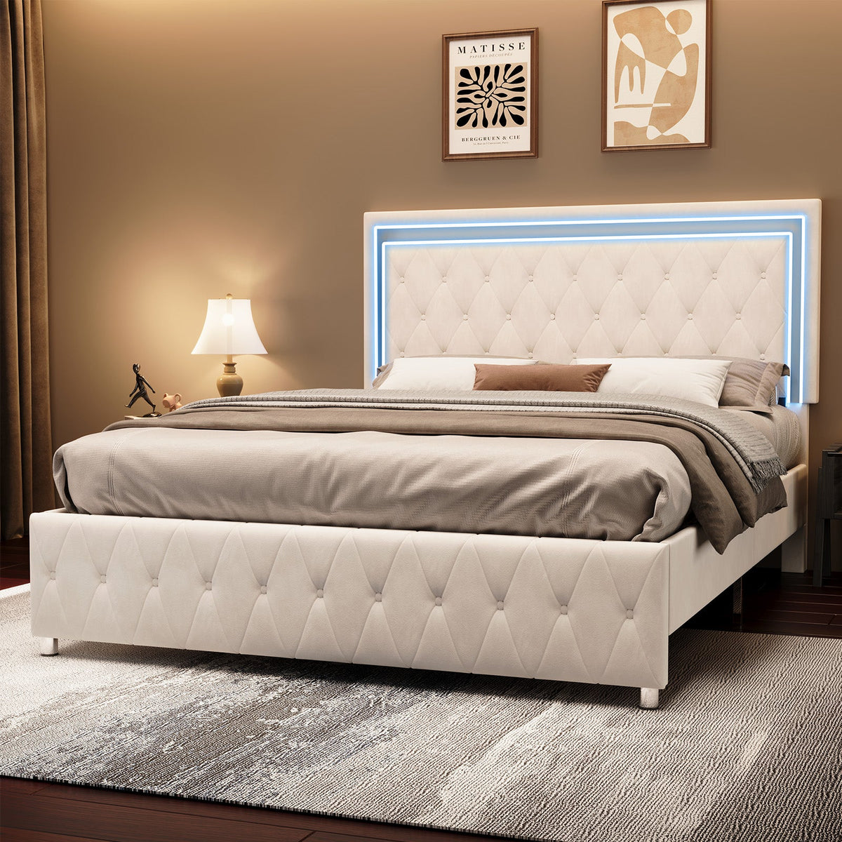 Hues LED Bed Frame-T-CREAM