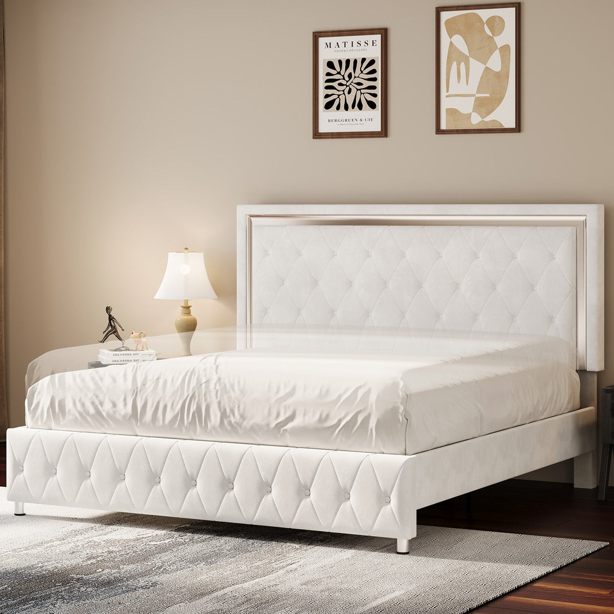 Hues LED Bed Frame-T-WHITE