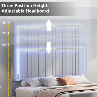 Vega LED Storage Bed Frame-BUB036 K Light Grey