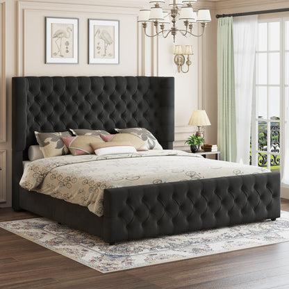 Plush Curved Wingback Bed Frame  - CK Bed Balck