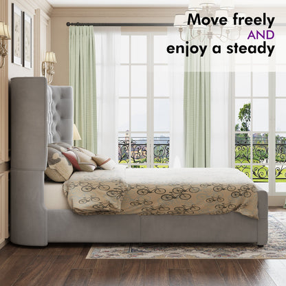 Plush Curved Wingback Bed Frame  - CK Bed Light Gray