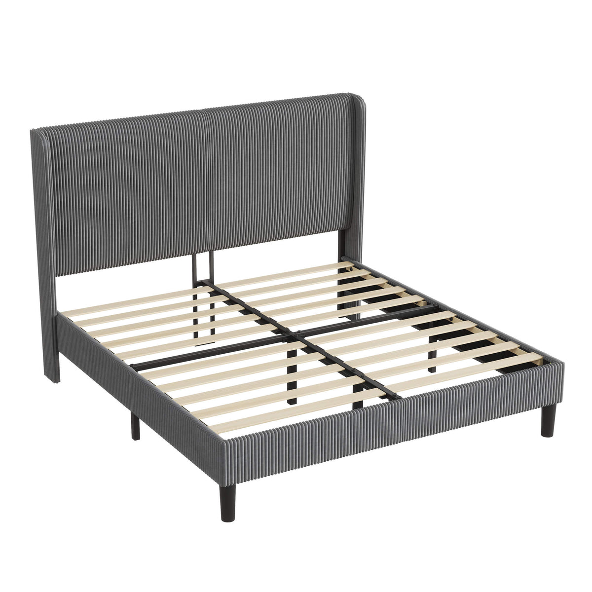Clyvia Corduroy Upholstered Bed Frame-Full/Queen/King Amerlife