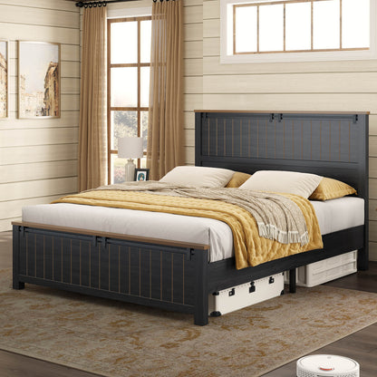 Tennyson Storage Wooden Bed Frame-Queen(Black)