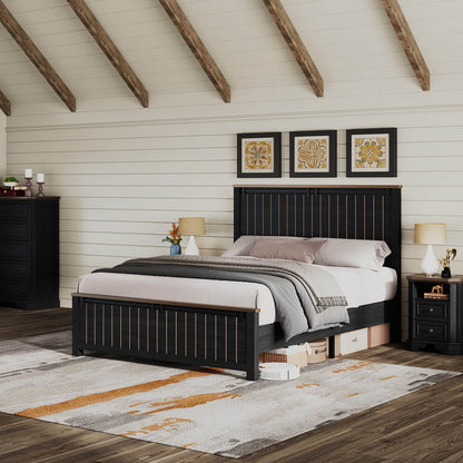 Tennyson Storage Wooden Bed Frame-Queen(Black)