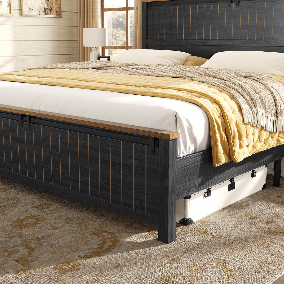 Tennyson Storage Wooden Bed Frame-Full(Black)