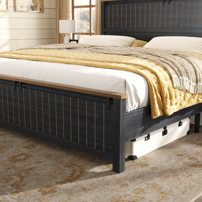 Tennyson Storage Wooden Bed Frame-Queen(Black)