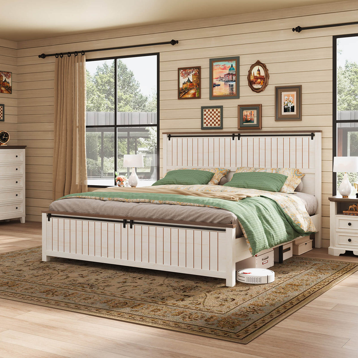 Tennyson Storage Wooden Bed Frame-King(White)