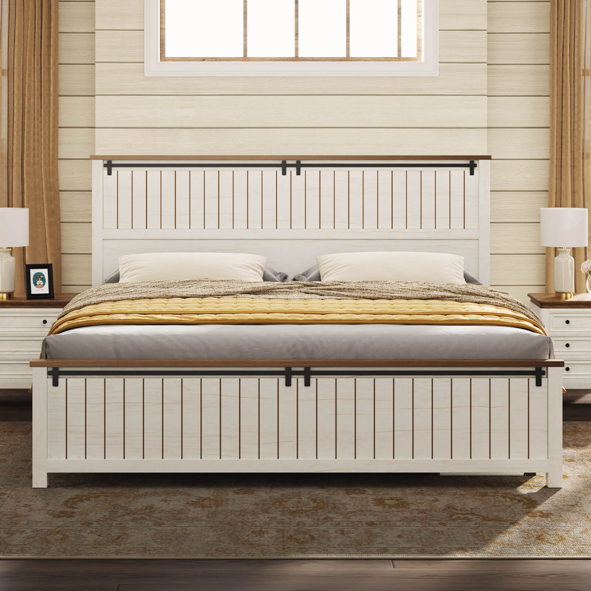 Tennyson Storage Wooden Bed Frame-Queen(White)