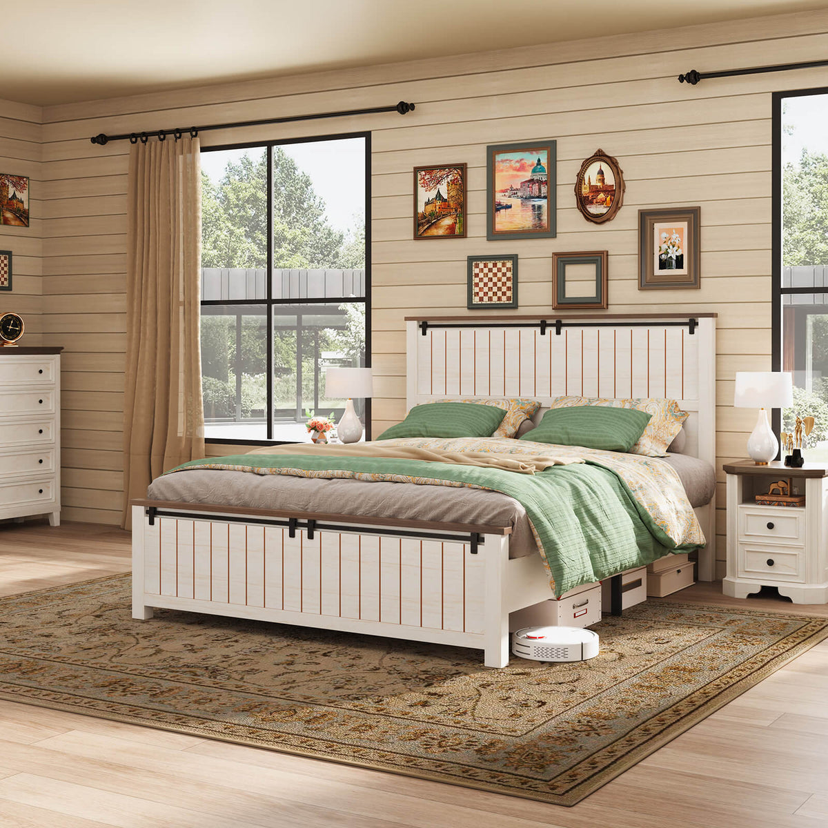 Tennyson Storage Wooden Bed Frame-Queen(White)
