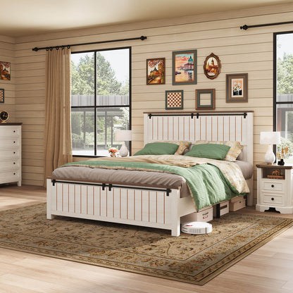 Tennyson Storage Wooden Bed Frame-Queen(White)