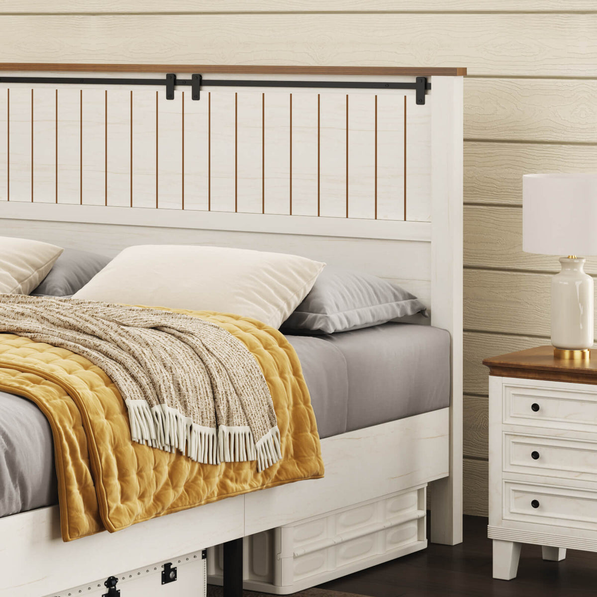 Tennyson Storage Wooden Bed Frame-Full(White)