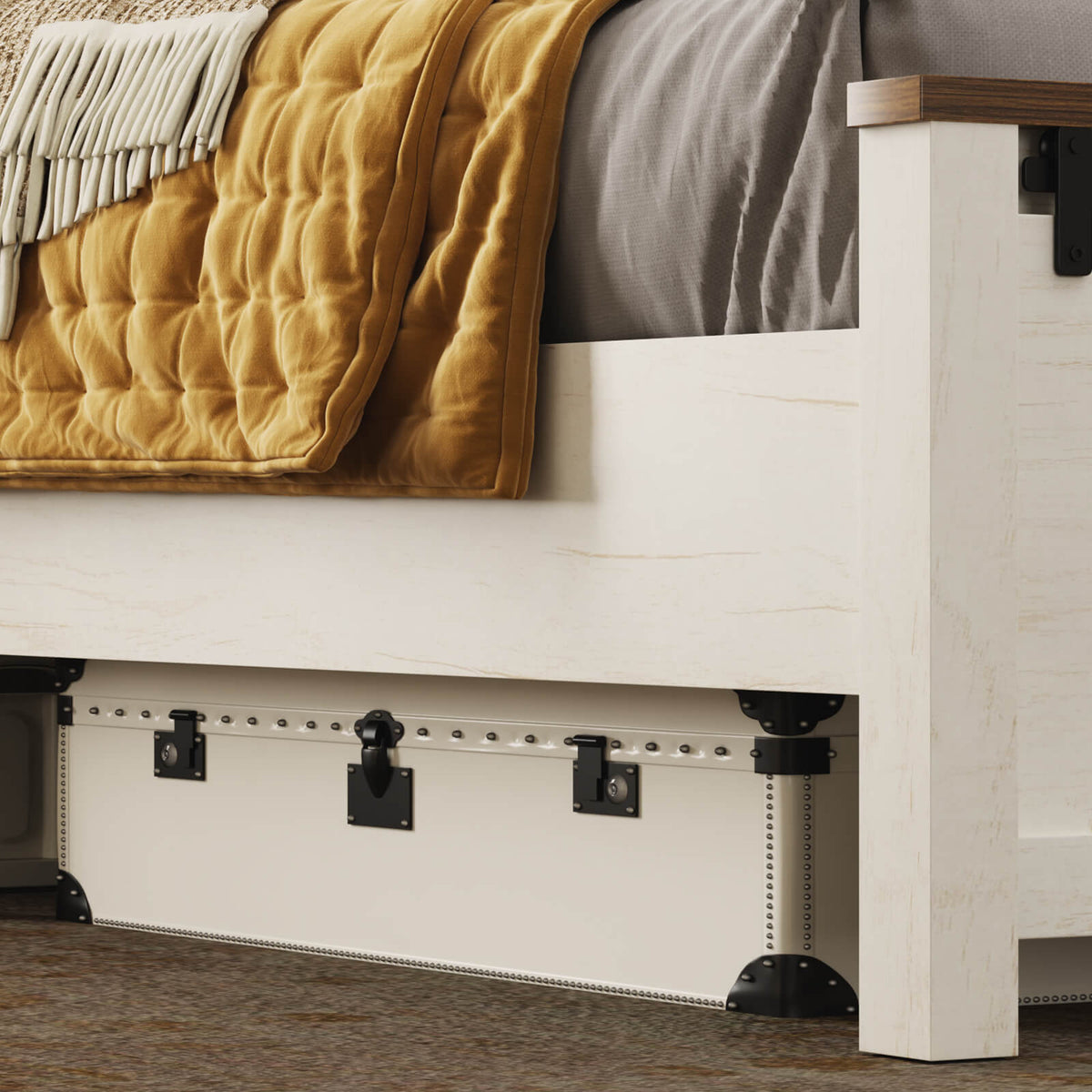 Tennyson Storage Wooden Bed Frame-Full(White)