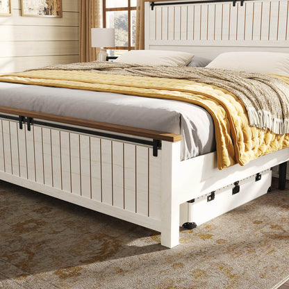 Tennyson Storage Wooden Bed Frame-Queen(White)