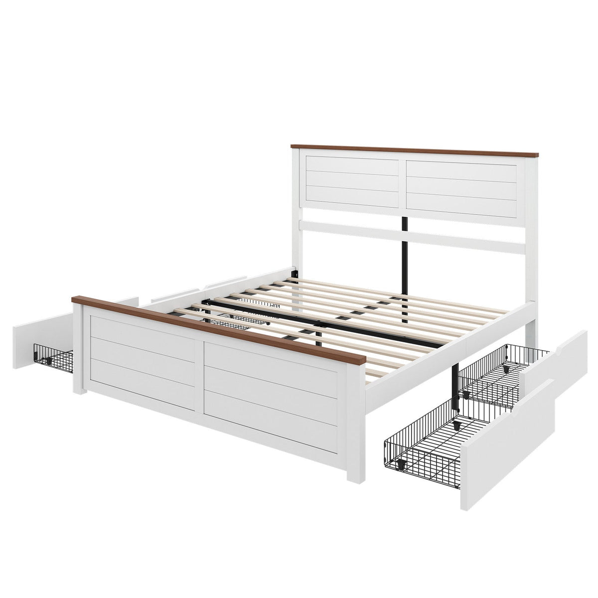 Allerton Solid Wood Storage Bed Frame -Full / Antique White