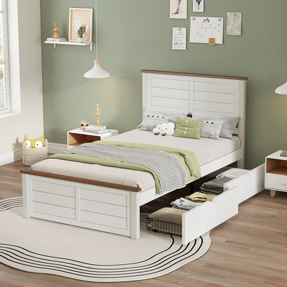 Allerton Solid Wood Storage Bed Frame -Twin / Antique White