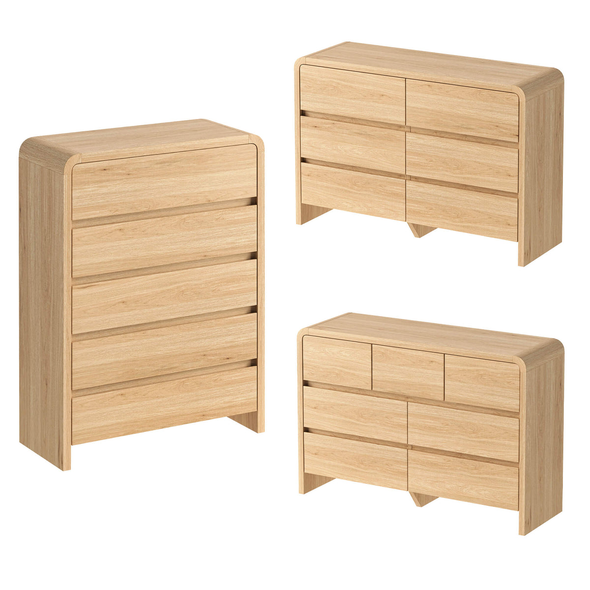 Garyon Modern Bedroom Furniture Set -5+6+7LightOak